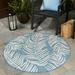 Blue 128 x 128 x 0.13 in Area Rug - Bay Isle Home™ Pinion Floral Machine Woven Indoor/Outdoor Area Rug in Teal | 128 H x 128 W x 0.13 D in | Wayfair