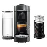 Nespresso VertuoPlus Deluxe Coffee & Espresso Maker w/ Aeroccino Milk Frother by De'Longhi Plastic in White | Wayfair ENV155TAE