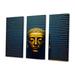 Bungalow Rose Contemporary Buddha In Gold & Blue III - 3 Piece Print on Canvas Canvas, Cotton in White | 20 H x 36 W x 1 D in | Wayfair