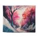 Millwood Pines Polyester Winter Beauty Landscape In Pink Magenta & Blue V Tapestry w/ Pushpins Metal in Blue/Orange/Pink | 32 H x 39 W in | Wayfair