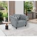 Chesterfield Chair - Alcott Hill® Fairport 39" W Tufted Chesterfield Chair Faux Leather/Fabric in Gray | 28.35 H x 39 W x 32.1 D in | Wayfair