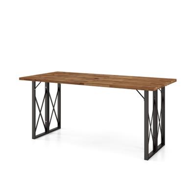 Costway 67 Inch Patio Rectangle Acacia Wood Dining...