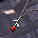 KIHOUT Discount Women Rose Necklace Charm Rose Flower Pendant Necklace Neck Chain Charm Jewelry