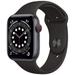 Pre-Owned Apple Watch Series 6 44mm GPS + Cellular Unlocked - Space Gray Aluminum Case - Black Sport Band (2020) - Like New