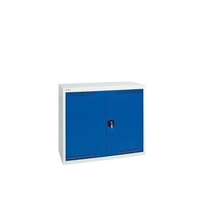 PROREGAL Belüfteter Umweltschrank & Gefahrstoffschrank mit 2 Türen, HxBxT 90x100x50cm, 2 Auffangwannen mit je 22L, Lichtgrau/Enzianblau Image