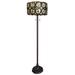 HomeRoots 63" Brown Two Light Traditional Shaped Floor Lamp With Brown And White Stained Glass Drum Shade - 16