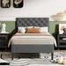 Upholstered Linen Platform Bed Twin Size