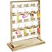 Wooden Jewelry Display Rack with 20 White Hooks