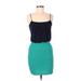 Sweet Storm Casual Dress - Mini Scoop Neck Sleeveless: Blue Chevron/Herringbone Dresses - Women's Size Medium