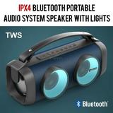 For Universal Outdoor Waterproof 2.5 Woofer Portable Boombox Wireless Bluetooth Stereo with Light Speaker Blue