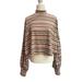 Free People Tops | Free People Women’s Medium Long Sleeve Striped Crop Top Mock Neck Pink Top | Color: Pink | Size: M