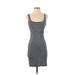 Easy Pieces New York Casual Dress - Bodycon Scoop Neck Sleeveless: Gray Stripes Dresses - Women's Size Small