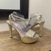 Gucci Shoes | Gucci Leila Metallic Platform Sandals Platinum Gold Women Eu Size 40 /Us Size 10 | Color: Gold | Size: 10