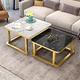 Yclty Nesting Coffee Table Set of 2 Stackable Side End Tables Marble Effect Smooth Tempered Glass Table Top for Living Room, Metal Sofa Tables (Color : Gold Frame, Size : 70cm White+60cm Black)