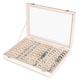 Frebeauty Ring Organizer Tray 100 Slots Ring Holder with Clear Lid Velvet Ring Storage Box Ring Tray for Jewelry Store Ring Display Case for Jewelry Show Ring Box for Women(Beige)