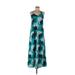 Ann Taylor LOFT Casual Dress - Maxi: Blue Print Dresses - Women's Size 0