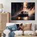 Latitude Run® Black McClaren Sports Car Racing in Italian Street V - Unframed Print on Metal in Black/Blue/Orange | 24 H x 32 W x 1 D in | Wayfair