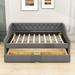 Wildon Home® Timur Full Size 2 Drawers Daybed Wood Slat Support Upholstered/Linen in Gray | 29 H x 56 W x 80 D in | Wayfair