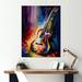 Red Barrel Studio® Guitar On Stage I - Music Metal Wall Décor Metal in Blue/Orange/Red | 32 H x 24 W x 1 D in | Wayfair