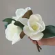 Grande fleur Magnolia blanche de haute qualité 3 pièces Bouquet de fleurs artificielles au toucher