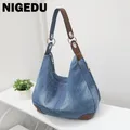 Sac à main en denim bleu pour femmes sac à main hobos grande capacité design décontracté grands