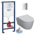 Grohe - Pack wc Bâti-support Rapid sl+ Cuvette wc suspendu Geberit Rimfree + Plaque de commande wc