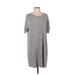 Silence and Noise Casual Dress - Shift Crew Neck Short sleeves: Gray Dresses - Women's Size Small