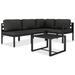 vidaXL 6 Piece Patio Lounge Set with Cushions Aluminum Anthracite - 27.6" x 27.6" x 25.4"