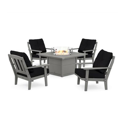 Trex Outdoor Furniture Cape Cod 5-Piece Deep Seating Set with Fire Pit Table
