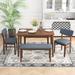 5pcs Dining Table Set with 2 Benches and 2 Chairs Fabric Cushion