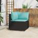 vidaXL Patio Corner Sofa with Cushions Black/Brown/Gray Poly Rattan