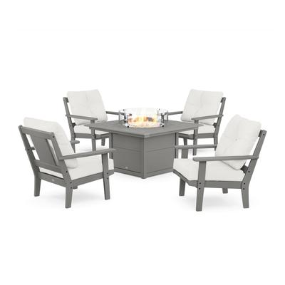 POLYWOOD Prairie 5-Piece Deep Seating Set with Fire Pit Table