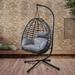 Outdoor Wicker Swing Chair with Stand For Balcony, Garden, Yard, Lawn 37"Lx35"Dx78"H (Grey),Strong Elasticity, Heat Resistance