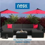 Nestl 7 Piece Wicker Patio Furniture Set - Outside Patio Conversation Sets with Patio Sectional