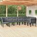 vidaXL Patio Furniture Set Outdoor Sectional Sofa Black and Gray Poly Rattan