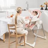 4-in-1 Foldable Baby High Chair with 7 Adjustable Heights and Free Toys Bar - 30.5" x 20.5" x 41"