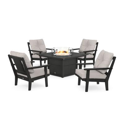 POLYWOOD Prairie 5-Piece Deep Seating Set with Fire Pit Table