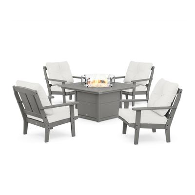 POLYWOOD Mission 5-Piece Deep Seating Set with Fire Pit Table