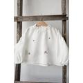 White Exclusive Meadow Parachute Linen Tunic, Different Embroideries, Shirt For Girls, Long Sleeve Girl Top