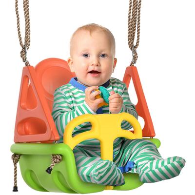 3-in-1 Babyschaukel, Sicherheitsgurt, längenverstellbare Seile, für In- und Outdoor, grün, 48 x 34
