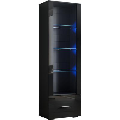 Sonni - led Bücherregal OffenerVitrinenschrank 4 Fächer mit Schublade Hochglanz für Wohnzimmer, Image