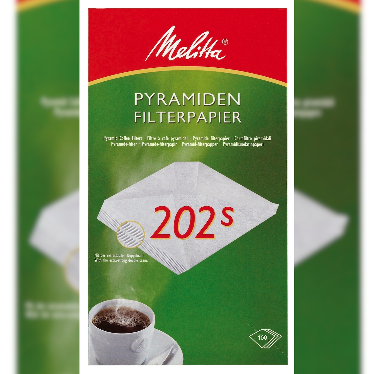 Melitta FSC Pyramidenfilterpapier Nr. 202s, 360 g Tray, 5 x 100 Stück (500 Stück) Image