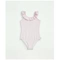 Brooks Brothers Girls Striped Swimsuit | Pink | Size 10