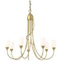 Flora 24.9" Wide 7 Arm Modern Brass Chandelier With Opal Glass