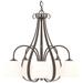 Sweeping Taper 24" Wide 5 Arm Bronze Chandelier With Opal Glass