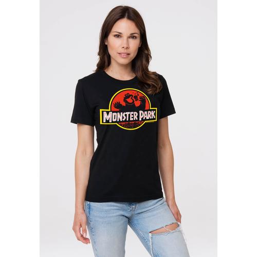 T-Shirt LOGOSHIRT ""Sesamstrasse Krümelmonster Monster Park"" Gr. XXL, schwarz Damen Shirts mit coolem Print