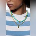 Zara Jewelry | New Zara Two Pack Of Turtle And Stone Necklaces 4340/006 | Color: Gold/Green | Size: Os