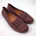 Coach Shoes | Coach Women's Burgundy Pebble Grain Leather Flats 8 Penny Loafer Slip On Shoes | Color: Red | Size: 8