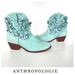 Anthropologie Shoes | Anthropologie Sheridan | Mia Blue Saffron Floral Western Ankle Boots Sz 38 | Color: Blue/Brown | Size: 38eu