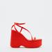 Zara Shoes | Chunky Satin Strap Wedge Heels | Color: Orange | Size: 9